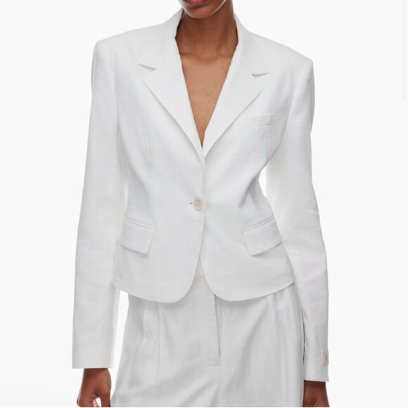 Babaton Jackets & Blazers - NWT Aritzia Babaton Mastery White Linen Blend Single Button Blazer Women's 4